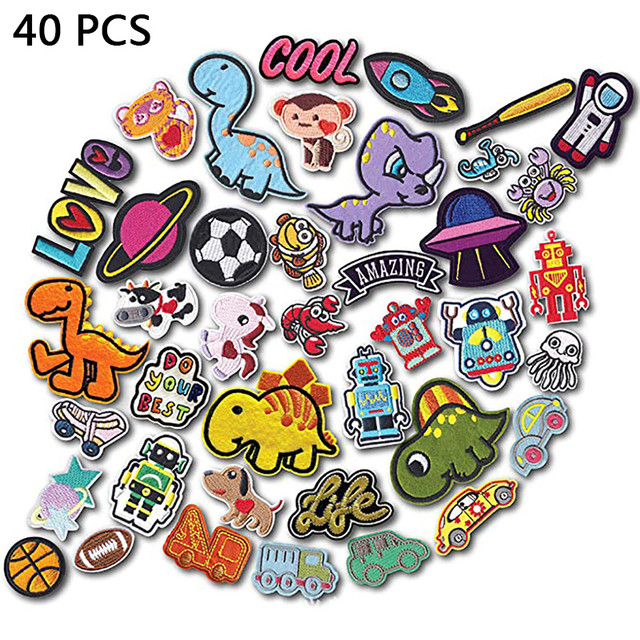 40 pcs/lot New Fashion Cute Cartoon Patches Embroidery Small size Badge iron  on Sew on patch for Kids Pets clothing Stickers - AliExpress